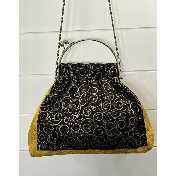 Handmade Celestial Handbag/Kiss Closure/Removable Strap Black/Gold Fairy Grunge - Picture 6 of 13